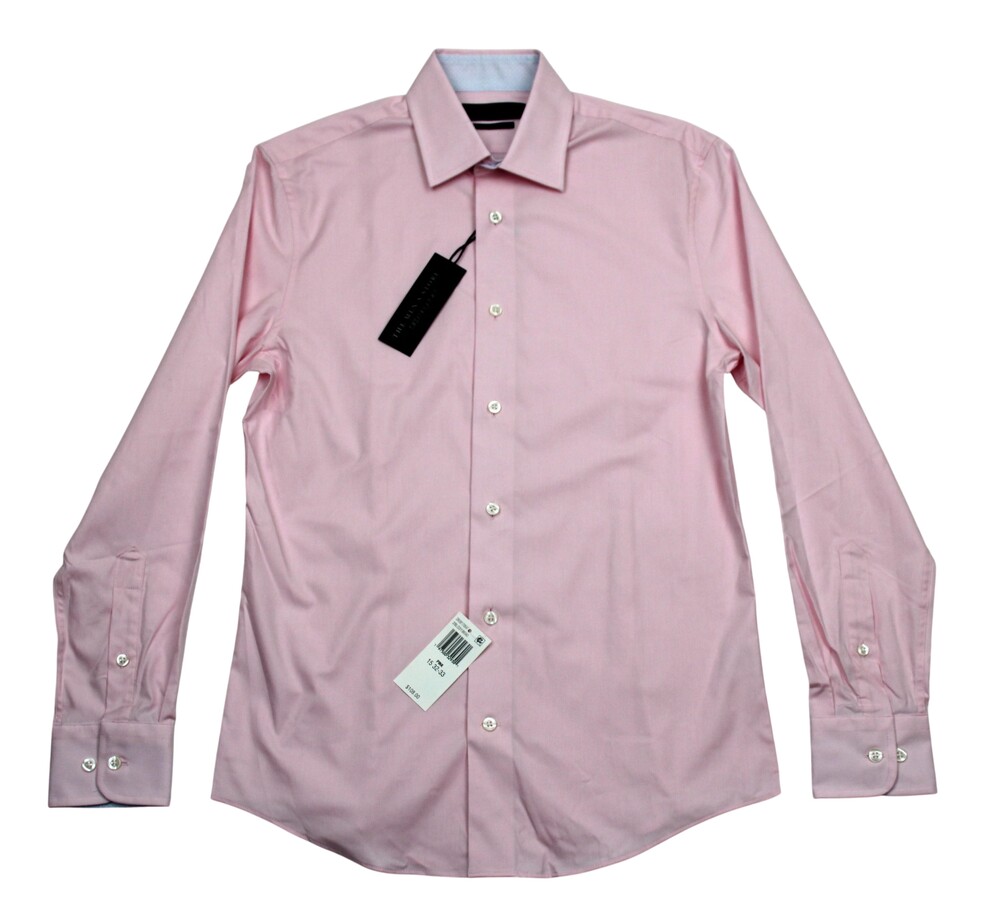 The Men's Store Bloomingdale's Dress Shirt Mens 15 Pink Slim Stretch Long Sleeve